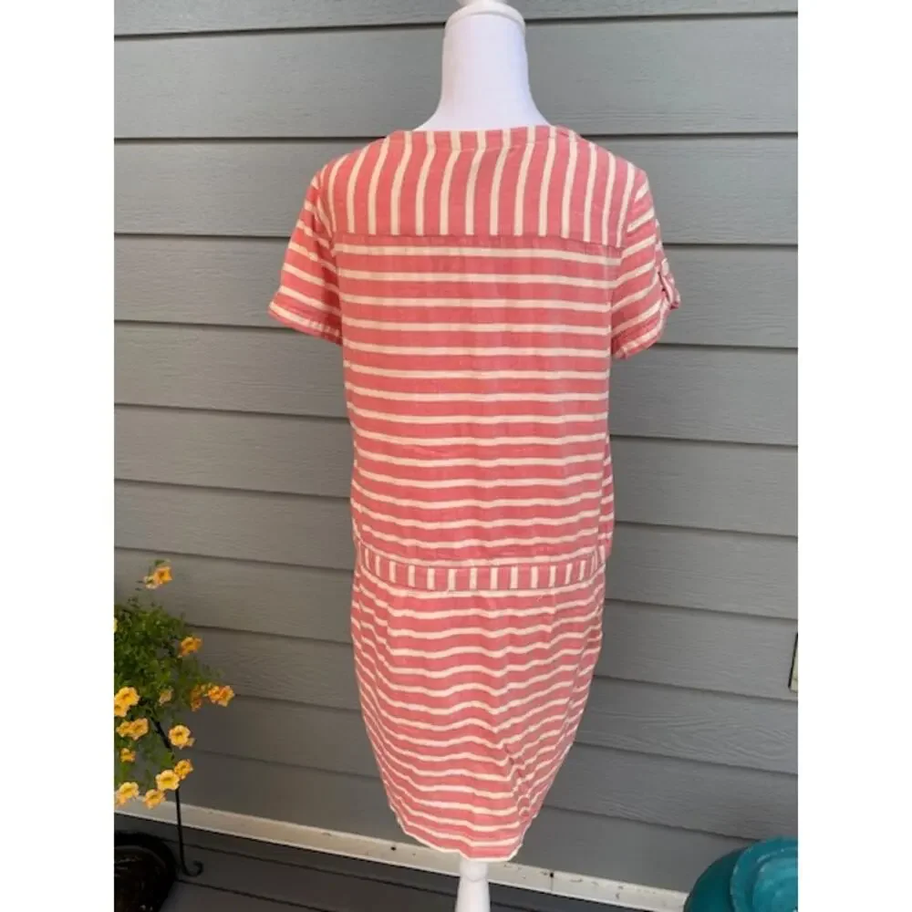 J. Crew Size 4‎ Dress Peaches & Cream Short Sleeve Half Button Front 100% Cotton